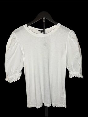 Rails White Puff Sleeve Lace Cuff Tee